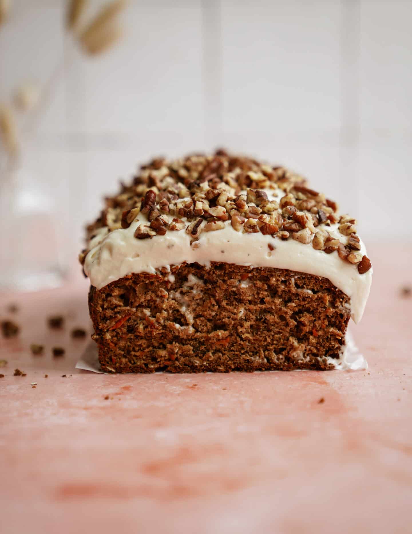 Carrot cake banana bread from a side angle