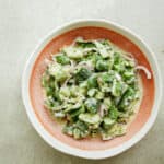 Creamy cucumber salad on a plate