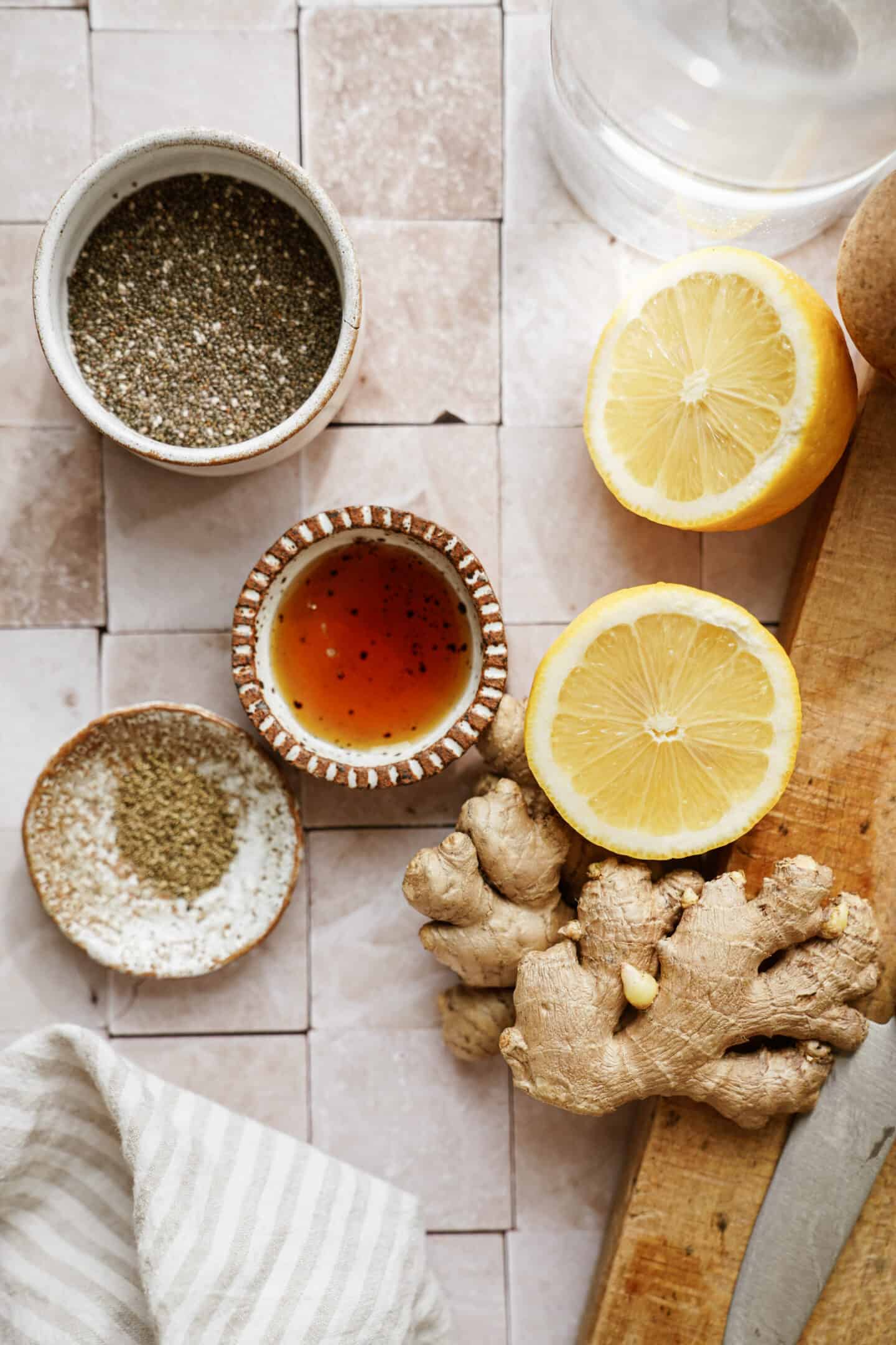 Fresh ingredients for ginger juice