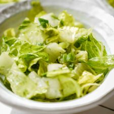 Maroulosalata in a white bowl