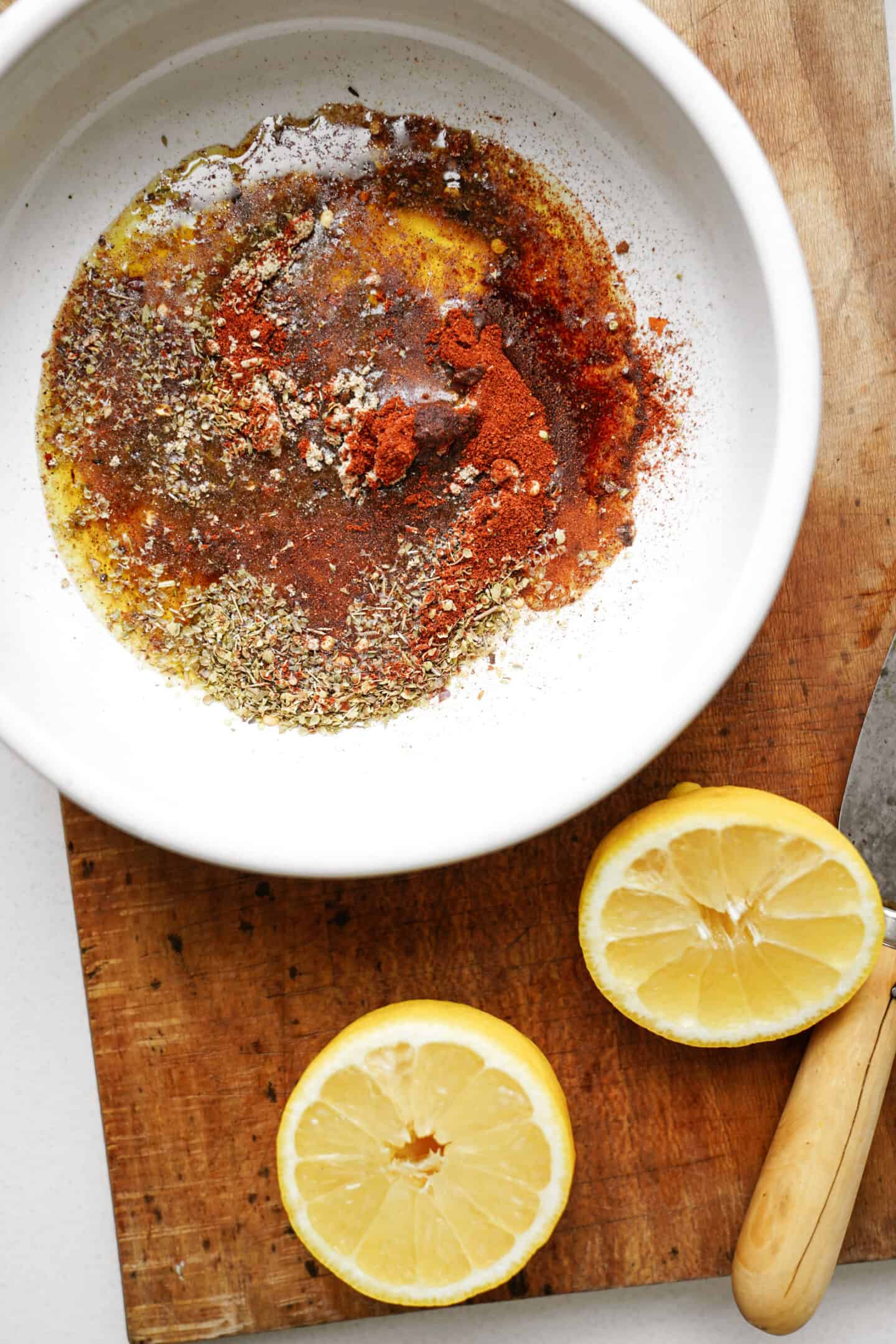 Ingredients for crispy chickpeas on a cutting board