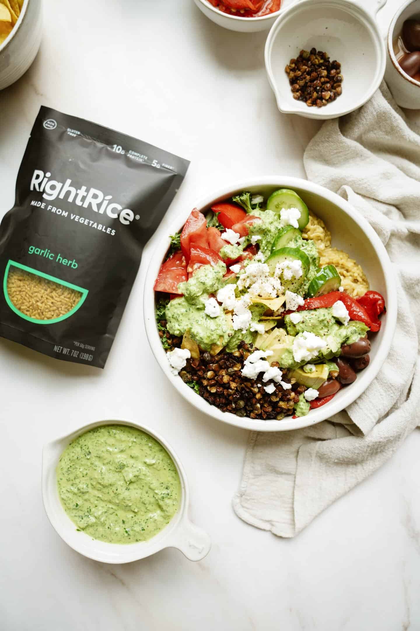 Rice Bowl next to Right Rice on counter