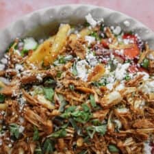 Close-up of gyro fries on a plate