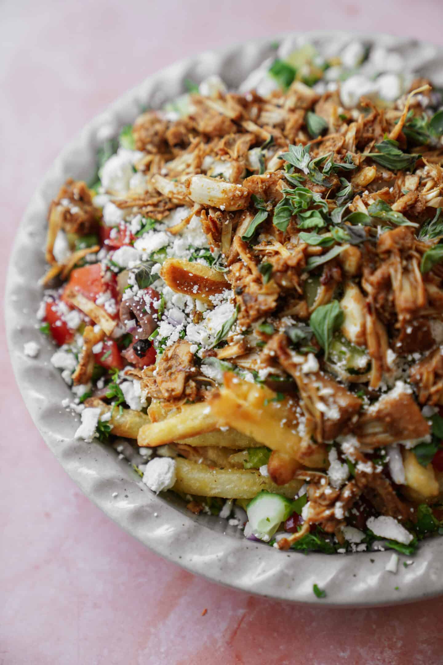 Gyro fries with jackfruit