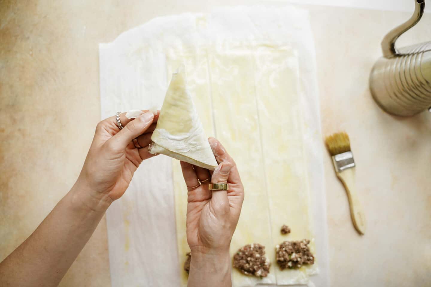 Maria making a phyllo dough recipe