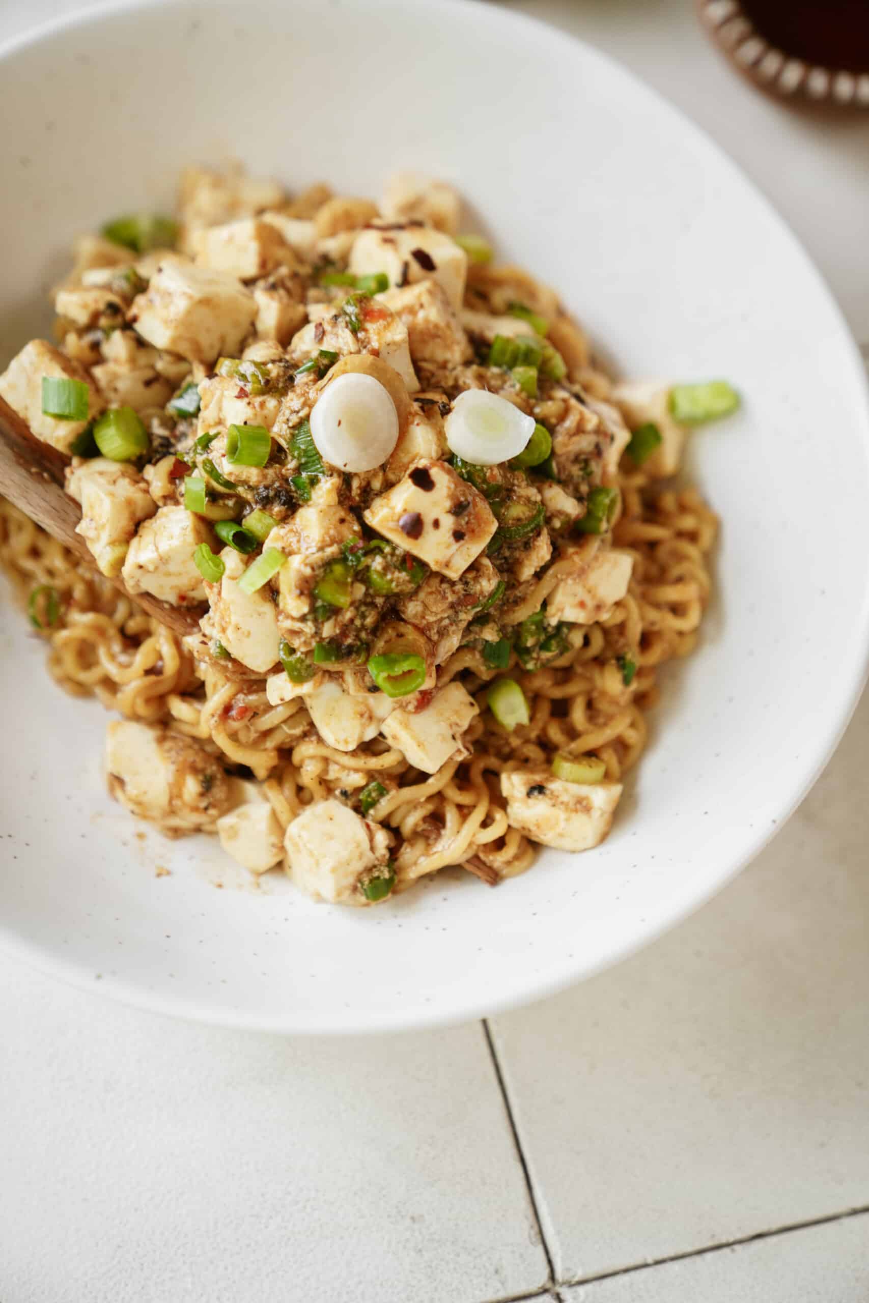 Kylie Jenner ramen in a white bowl