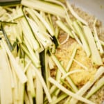 Close up of zucchini for lemon pasta recipe