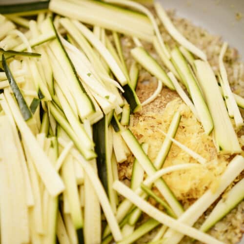 Close up of zucchini for lemon pasta recipe