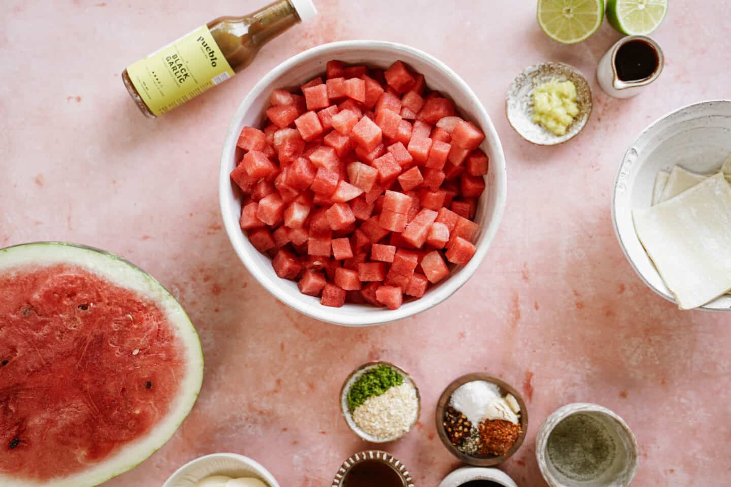 Ingredients for poke bowl recipe