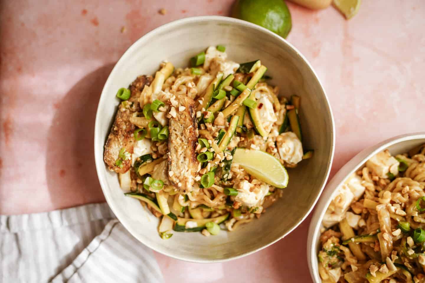 Bowl of ramen noodle salad