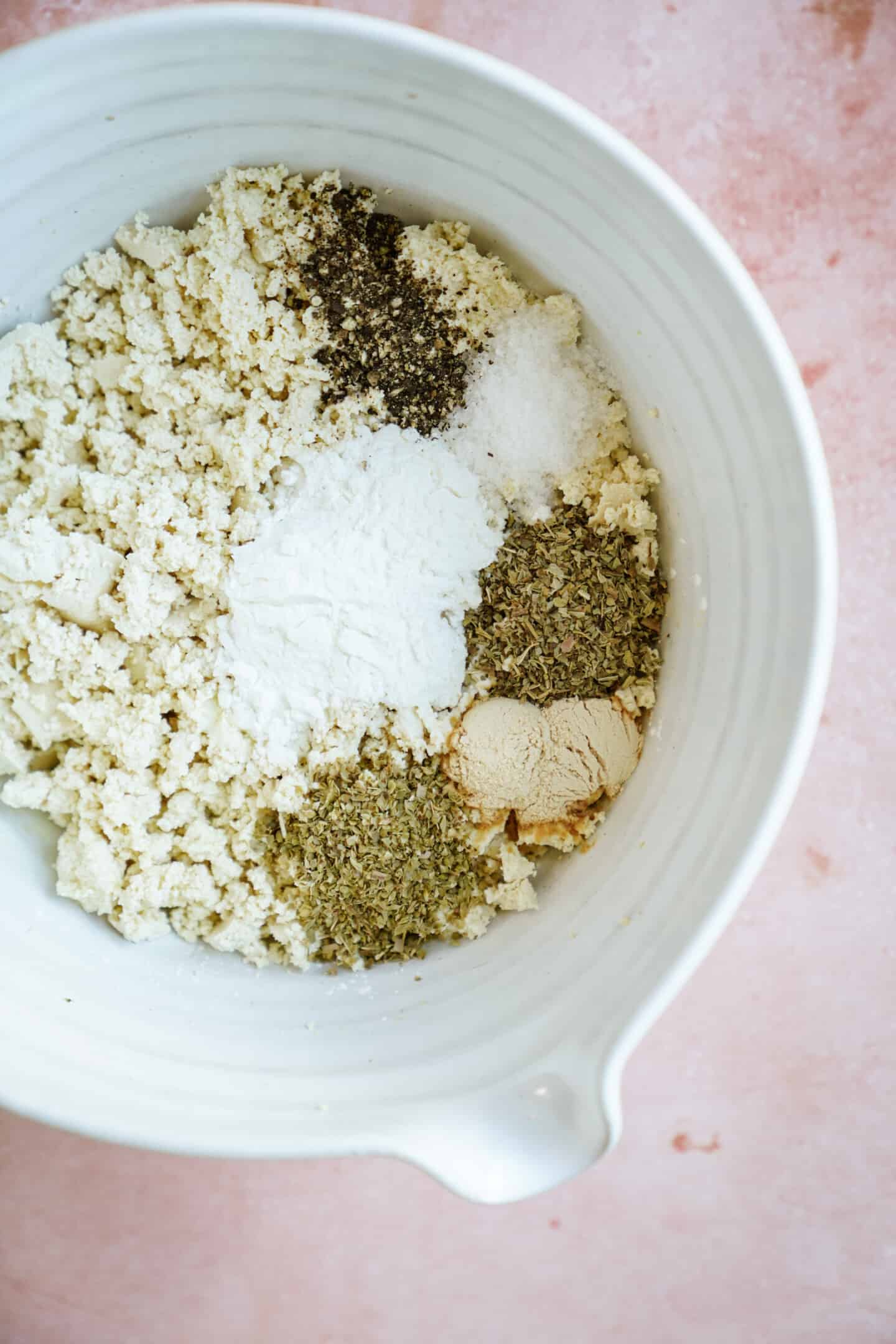 Seasonings for baked tofu in a bowl