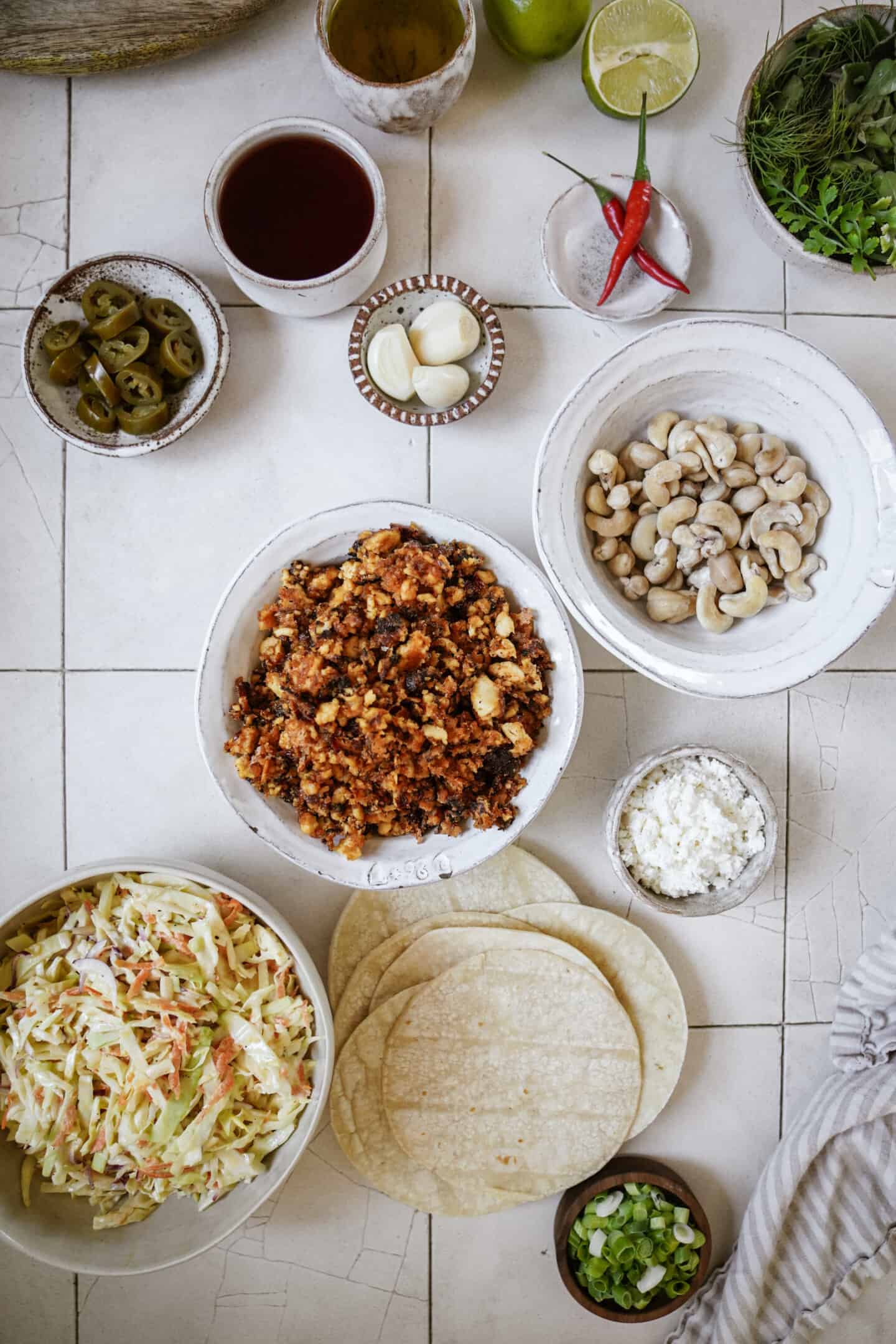 Ingredients for tofu tacos