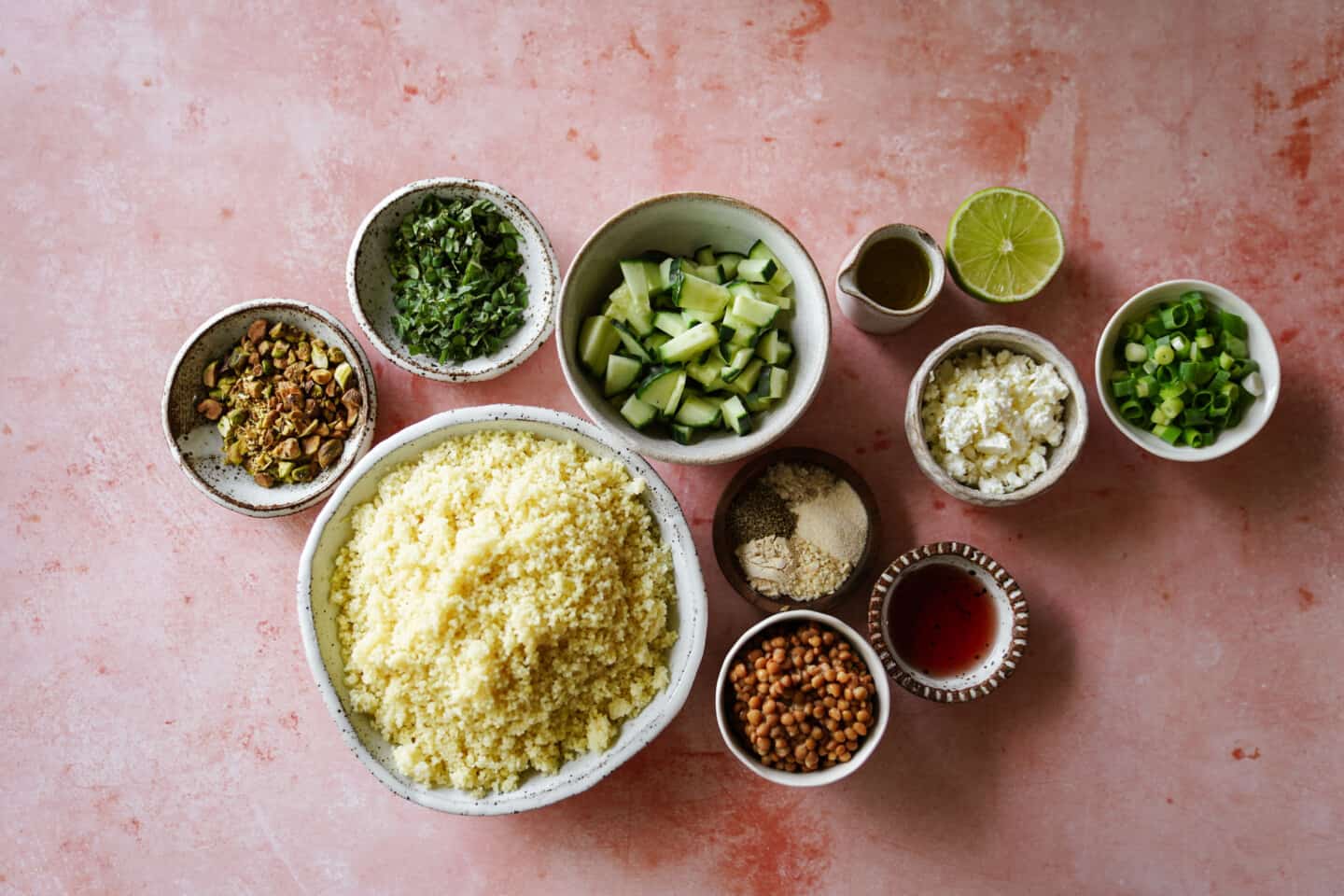 Ingredients for couscous recipe on a table