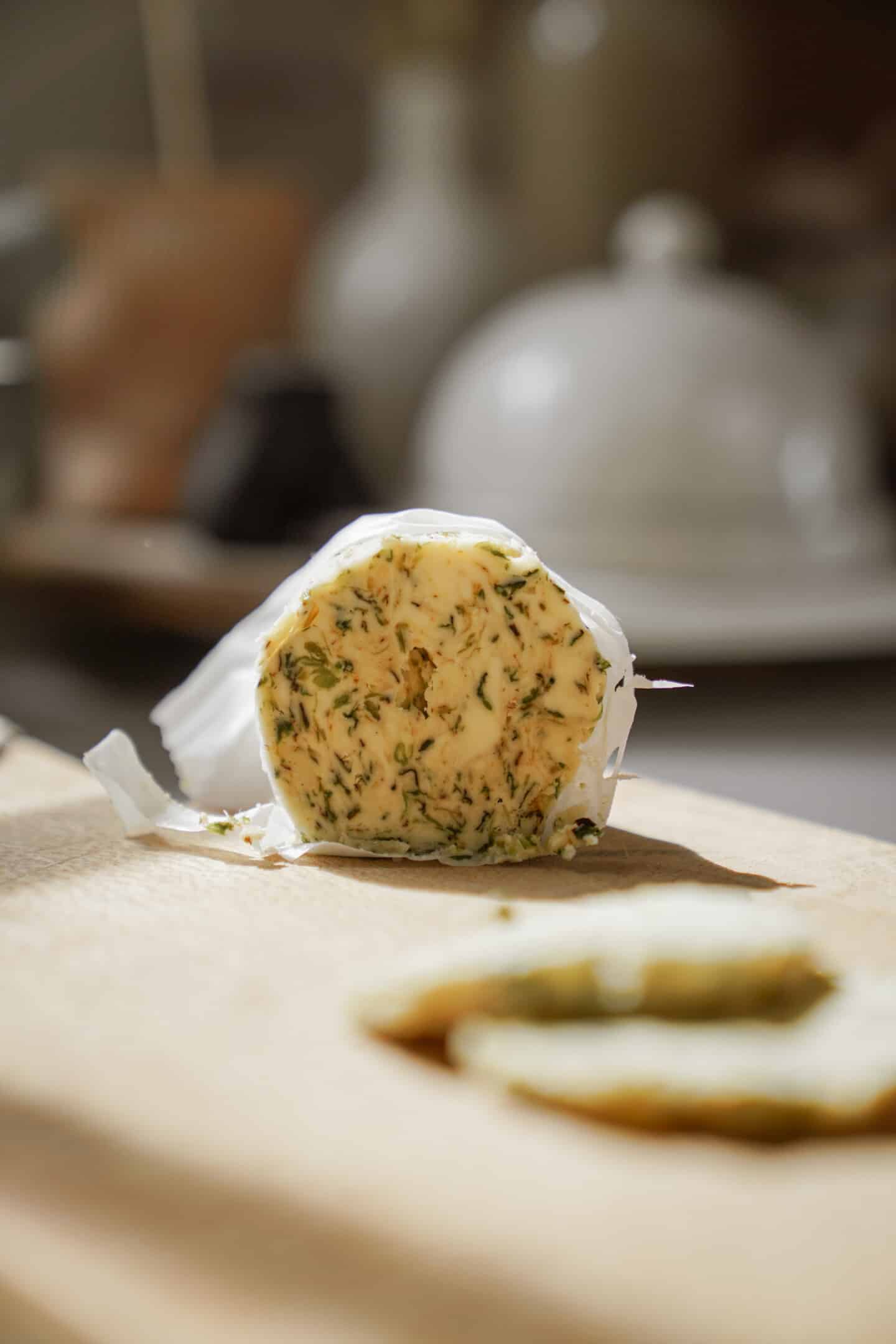 Close-up of herb butter