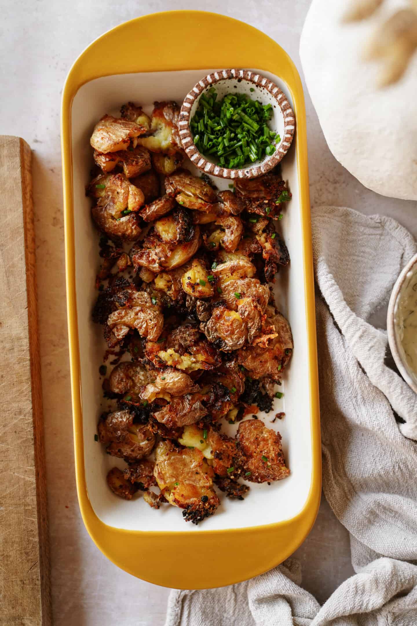 Tray of crispy potatoes