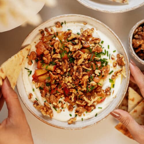 Feta Dip in a bowl on a counter