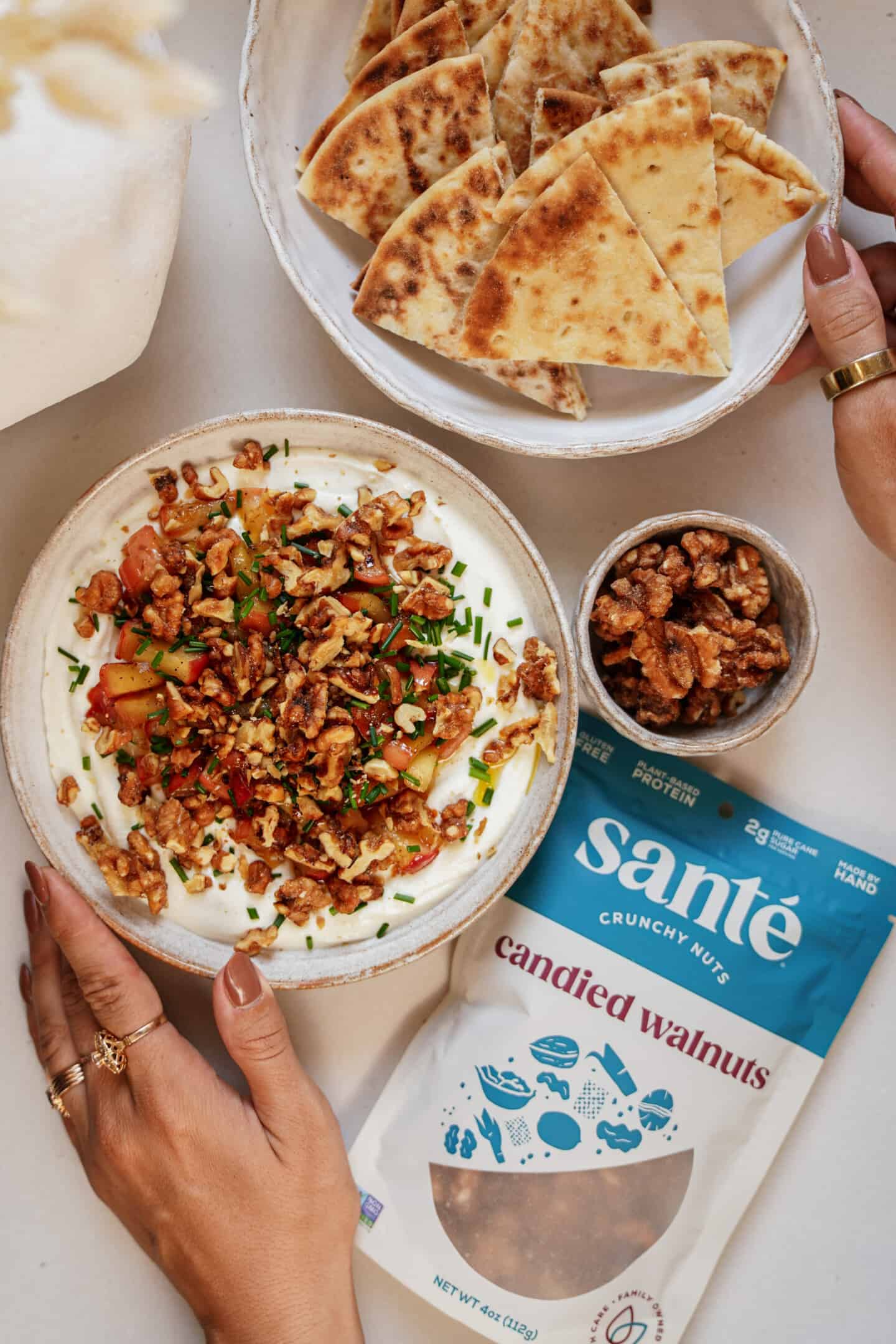 Feta Dip on a table next to ingredients 