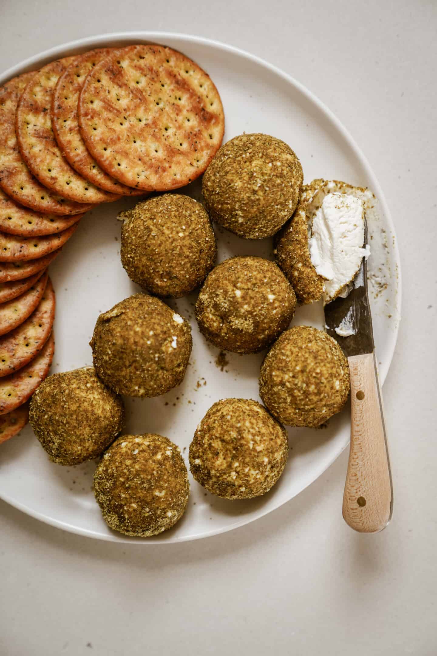 Labneh cheese balls on serving plate