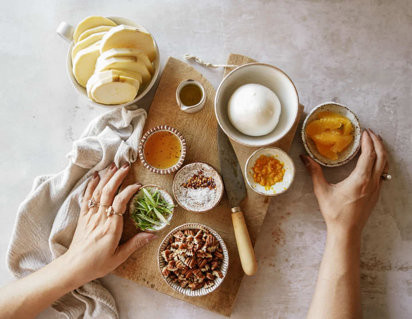 Ingredients for sweet potato toast on counter