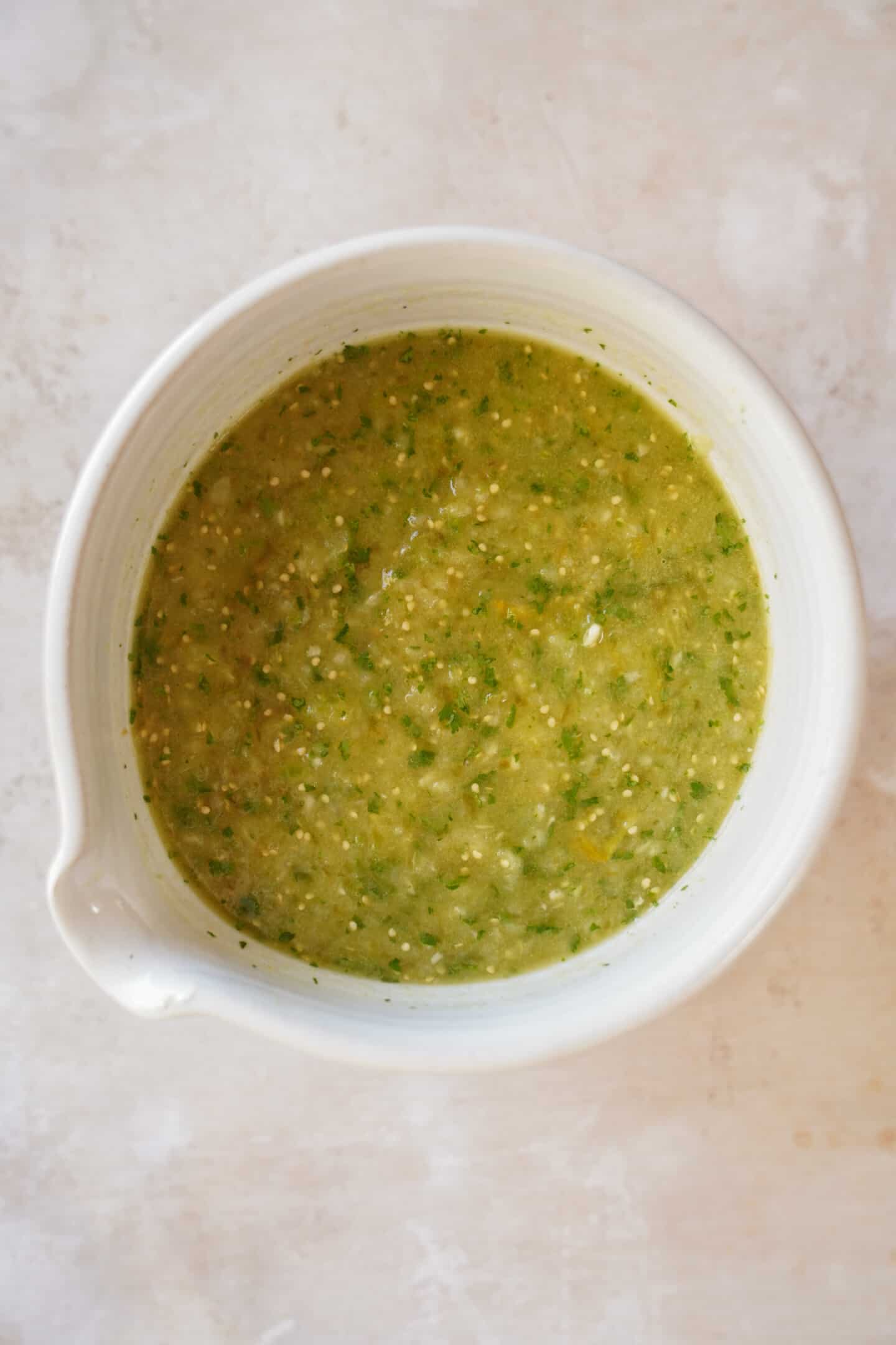 Bowl of tomatillo salsa