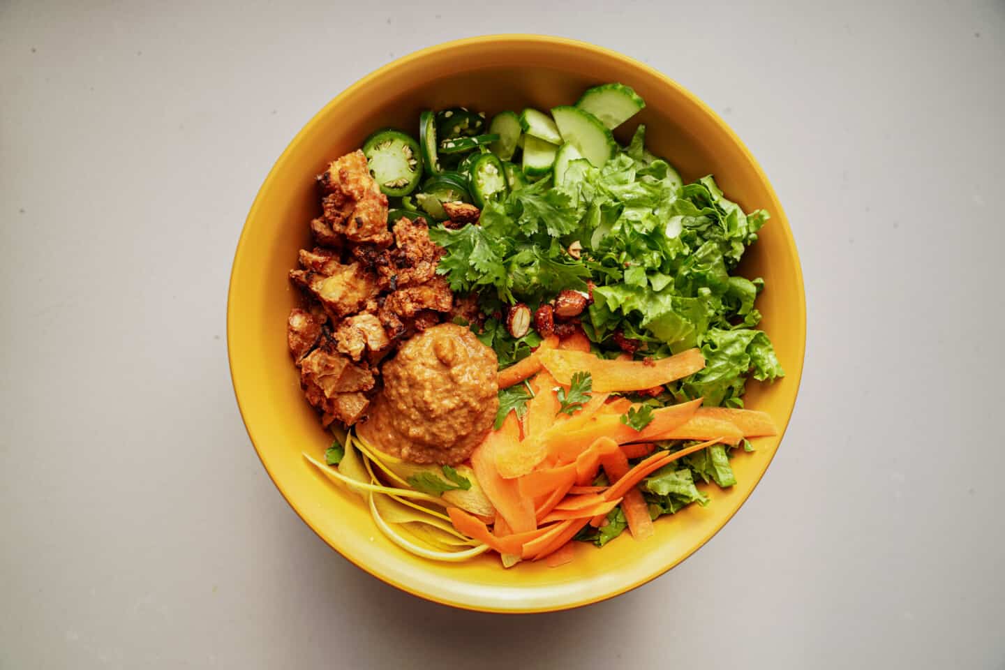 Vermicelli bowl on a white counter