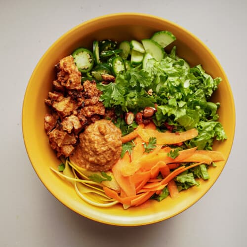 Vermicelli bowl on a white counter