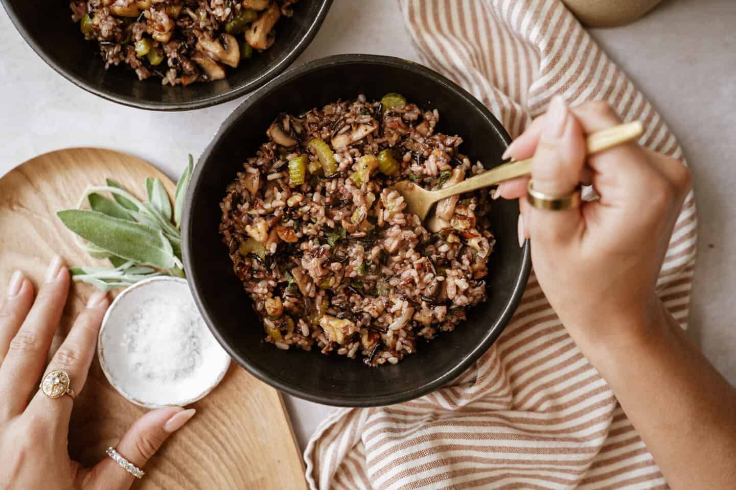 Bowl of vegetarian stuffing