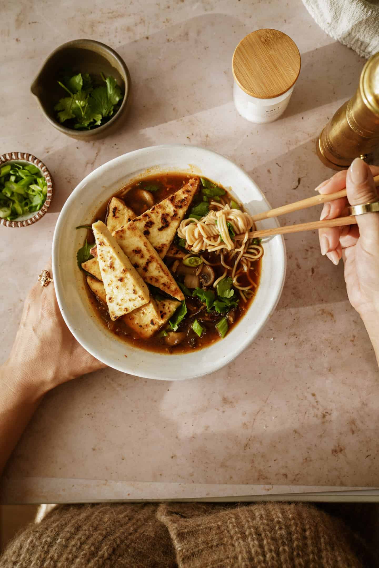 Kimchi ramen in a bowl