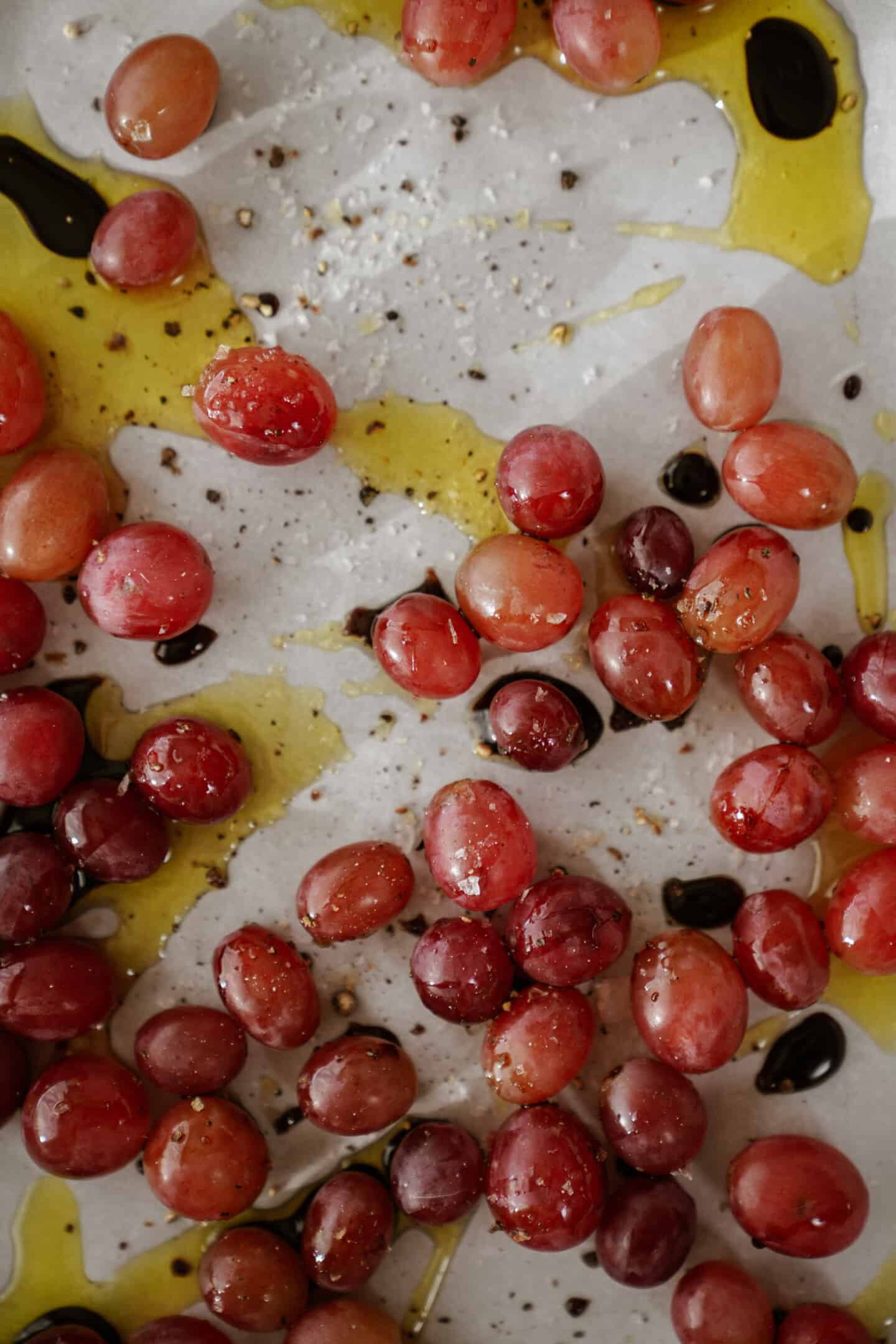 Roasted grapes on a tray