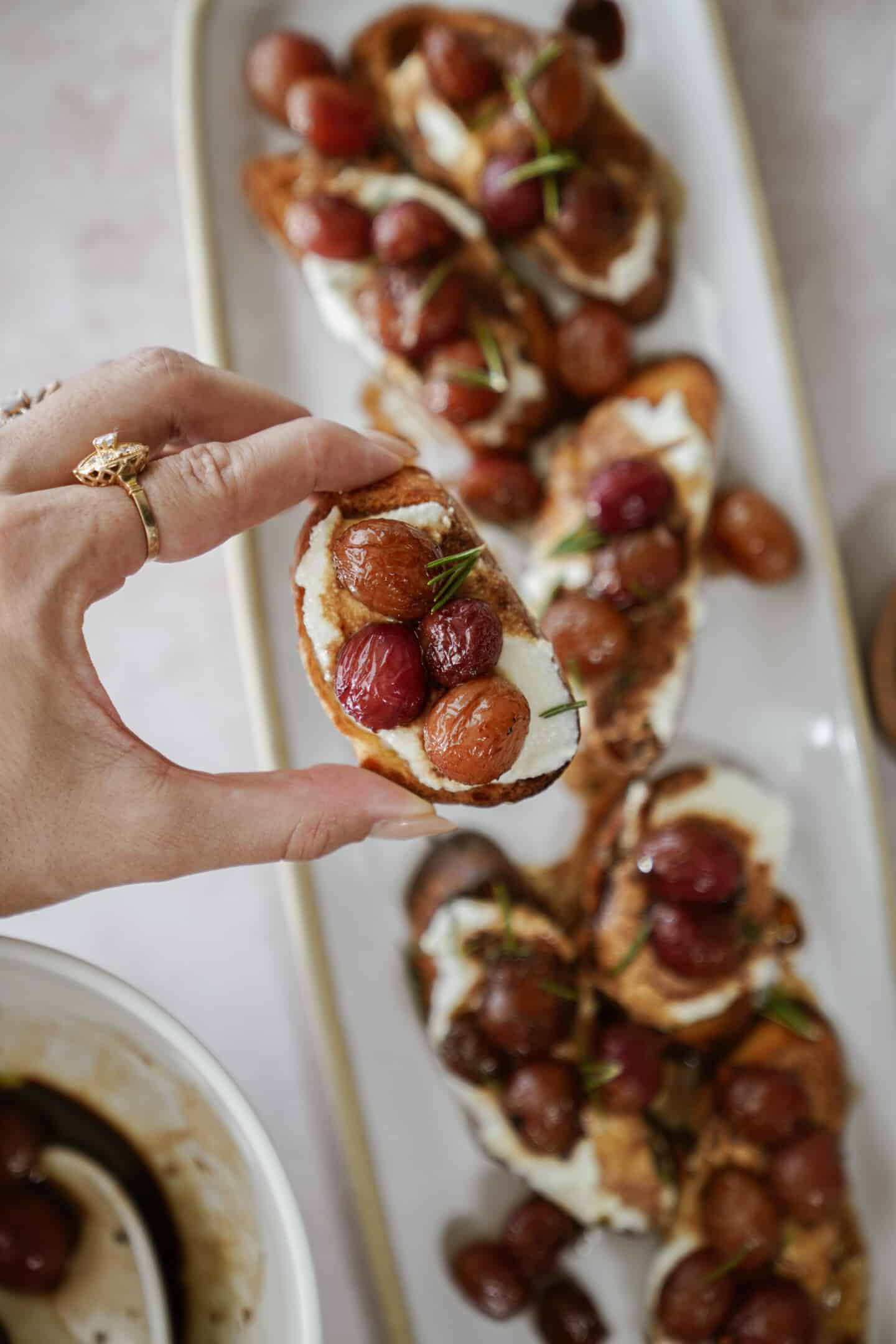 Roasted grape crostini 