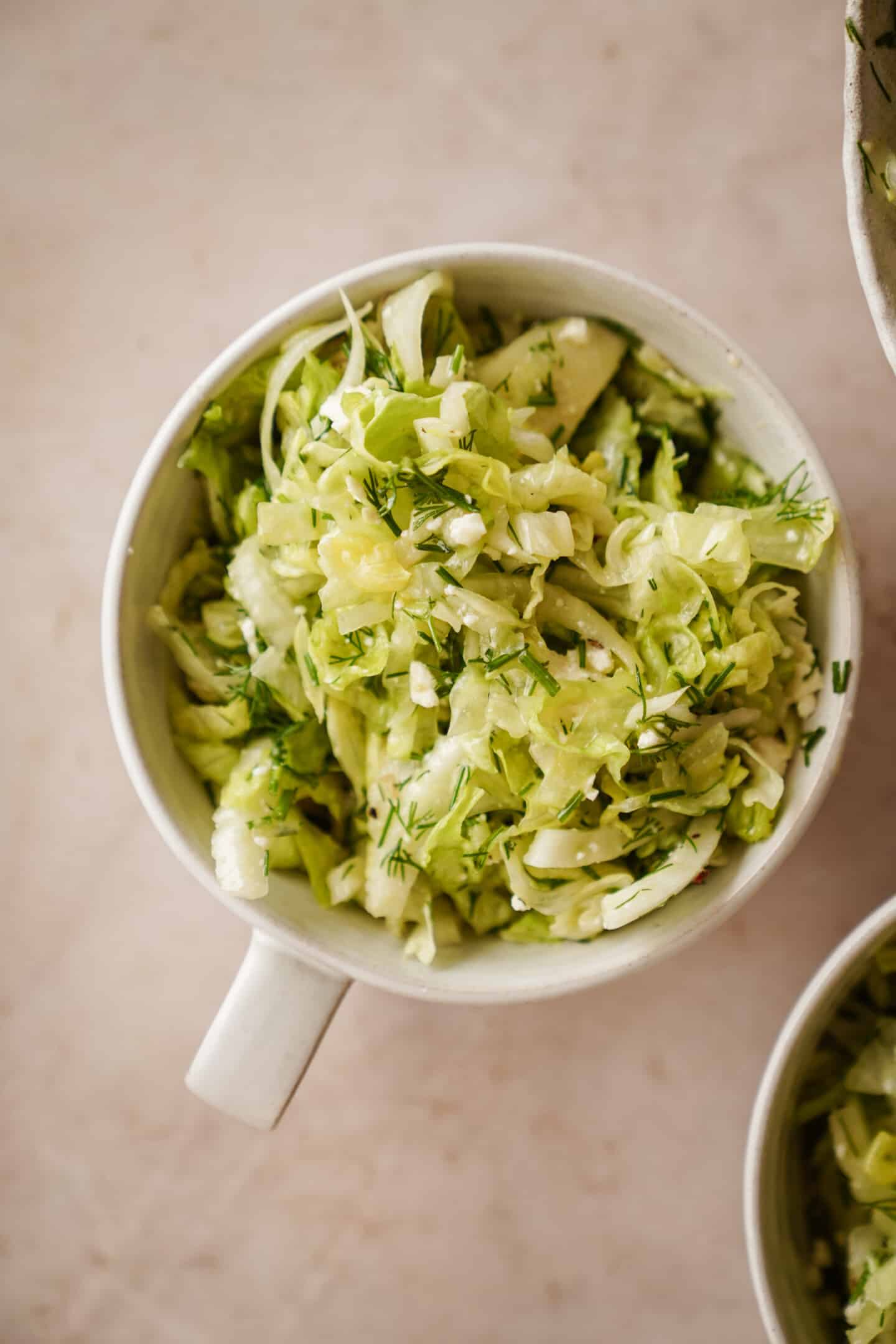 Fennel salad in a white bowl