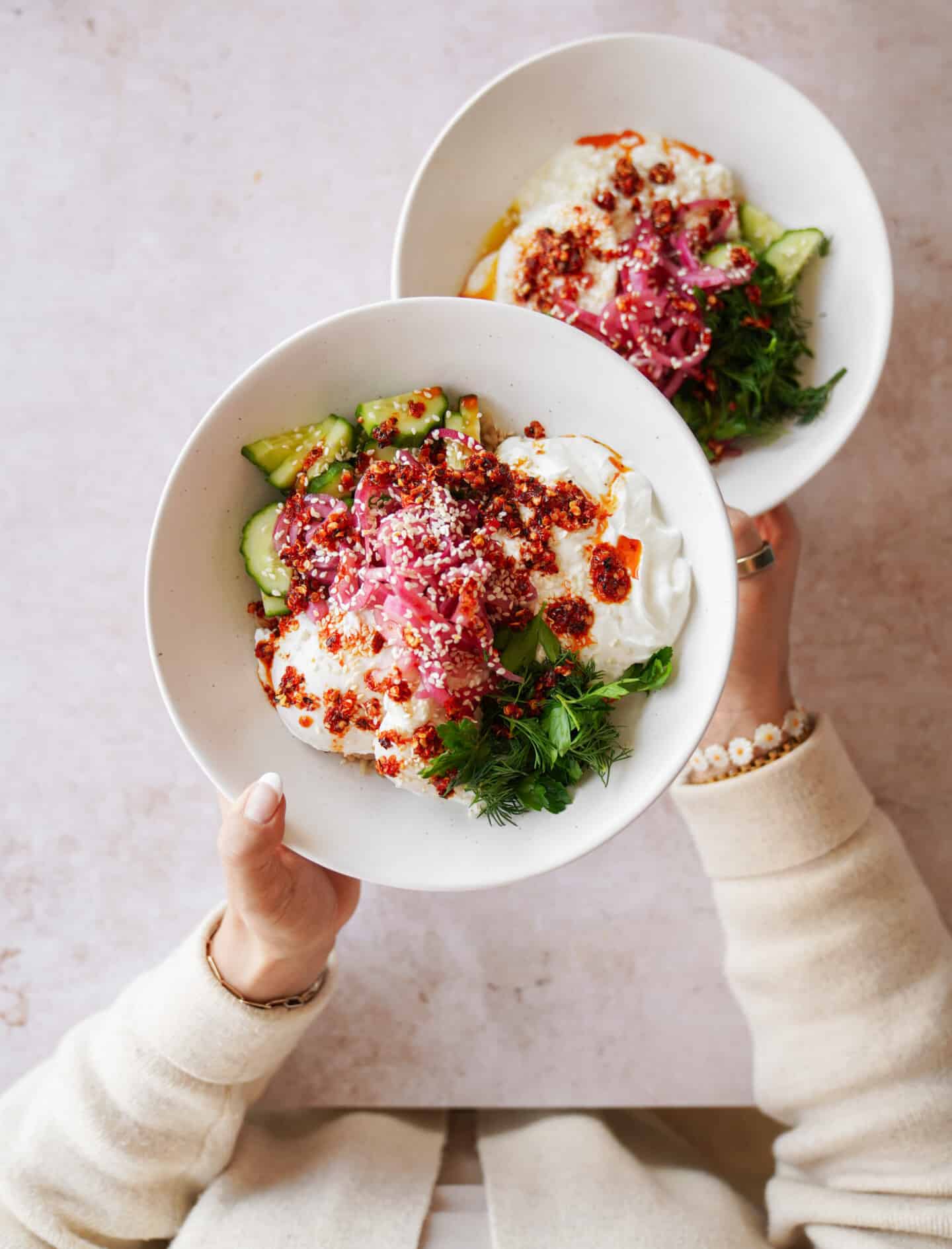 Multiple breakfast bowls