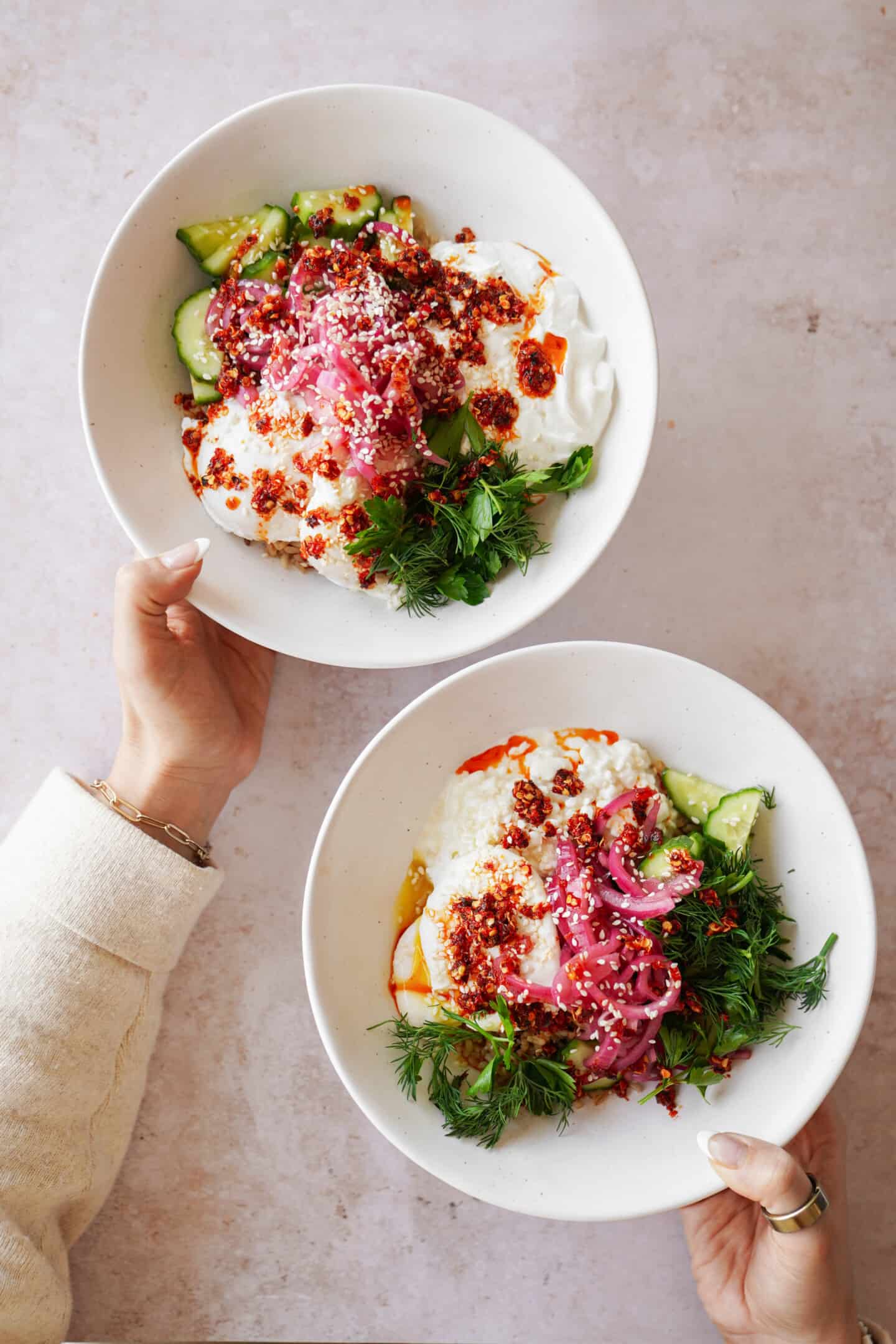 Multiple breakfast bowls