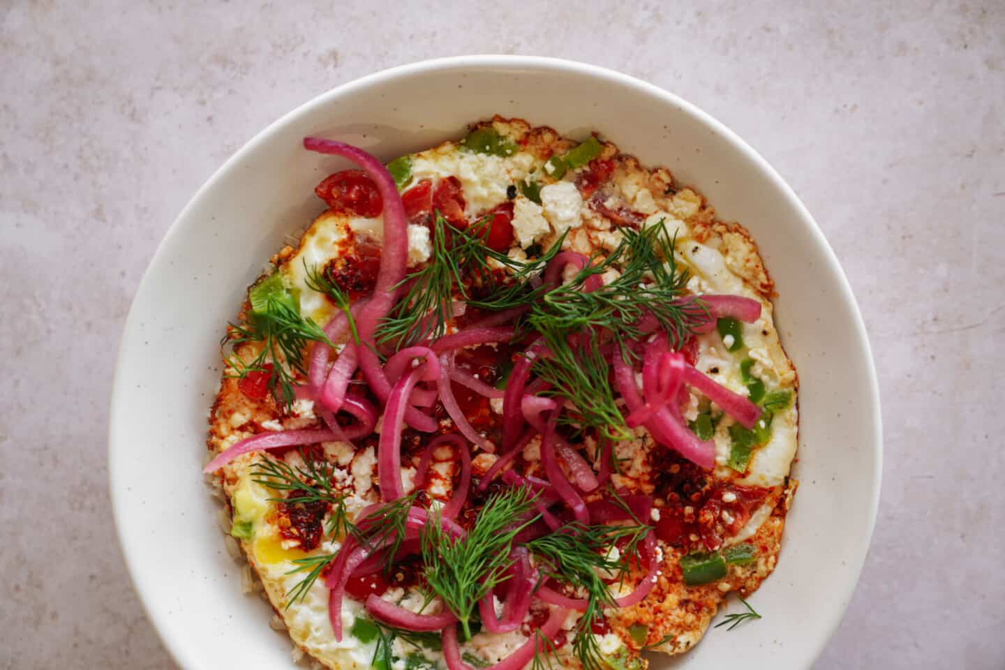 Breakfast skillet on a serving dish