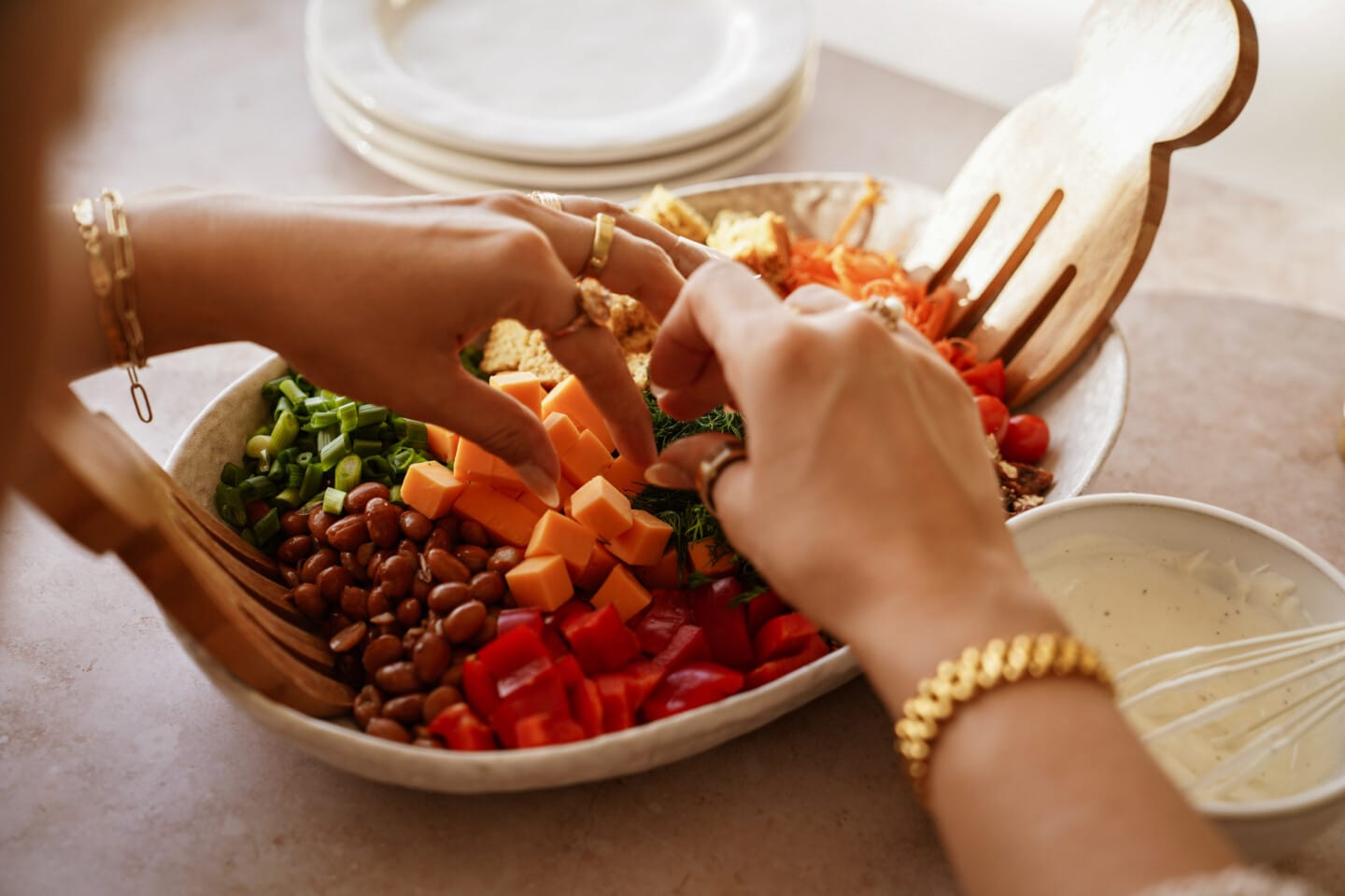 Big bowl of cornbread salad