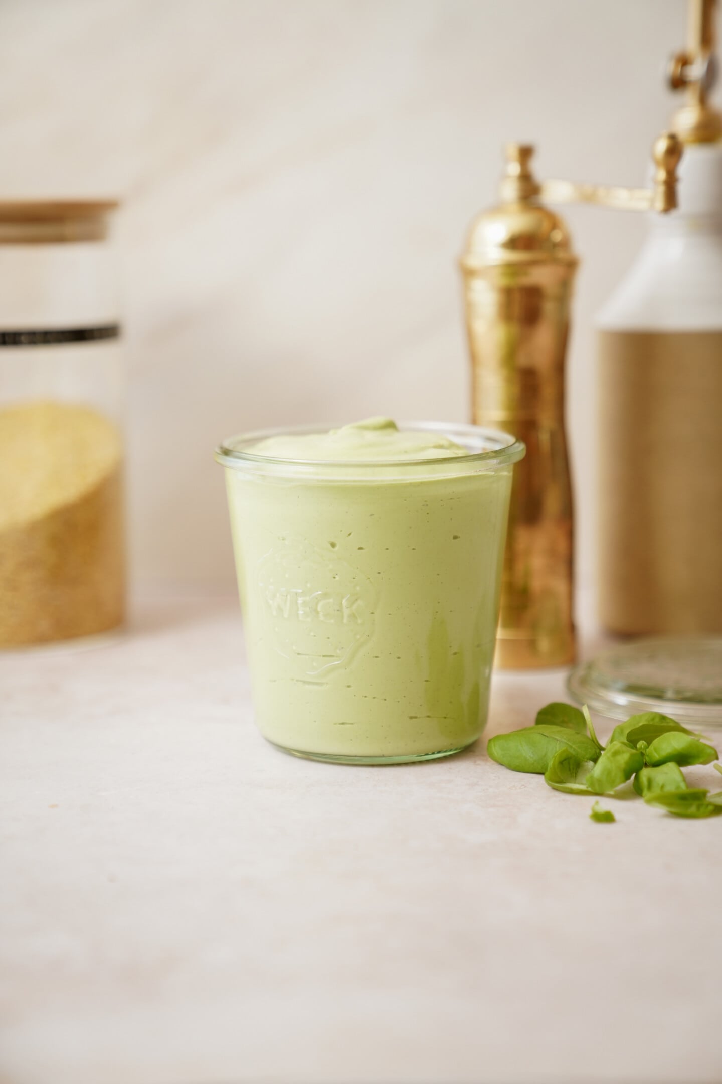 Creamy coleslaw dressing in a jar