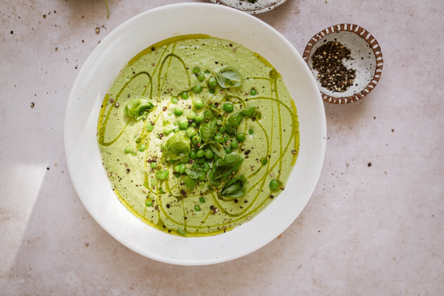 Cucumber gazpacho in a bowl