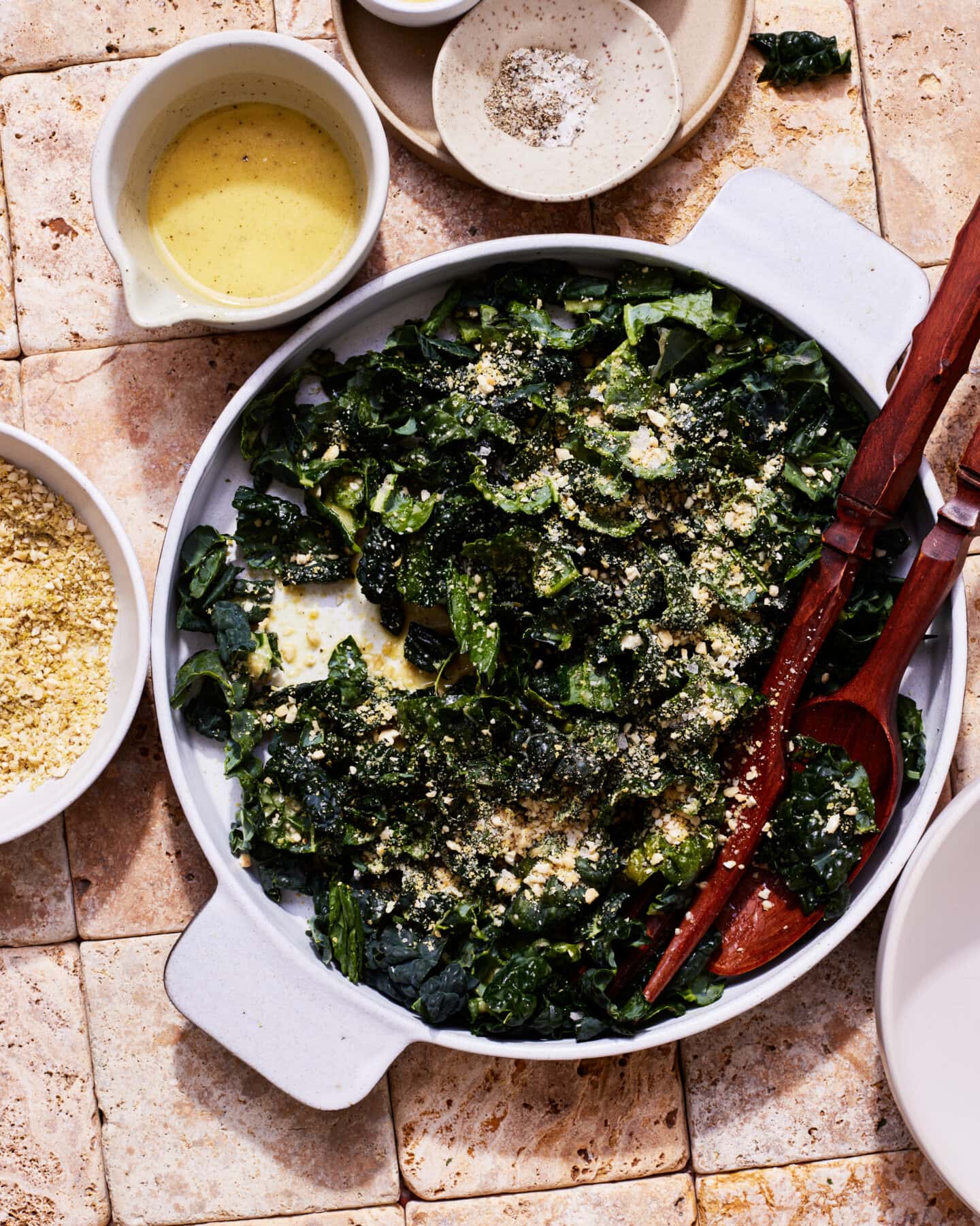 Kale salad recipe in a. big serving dish