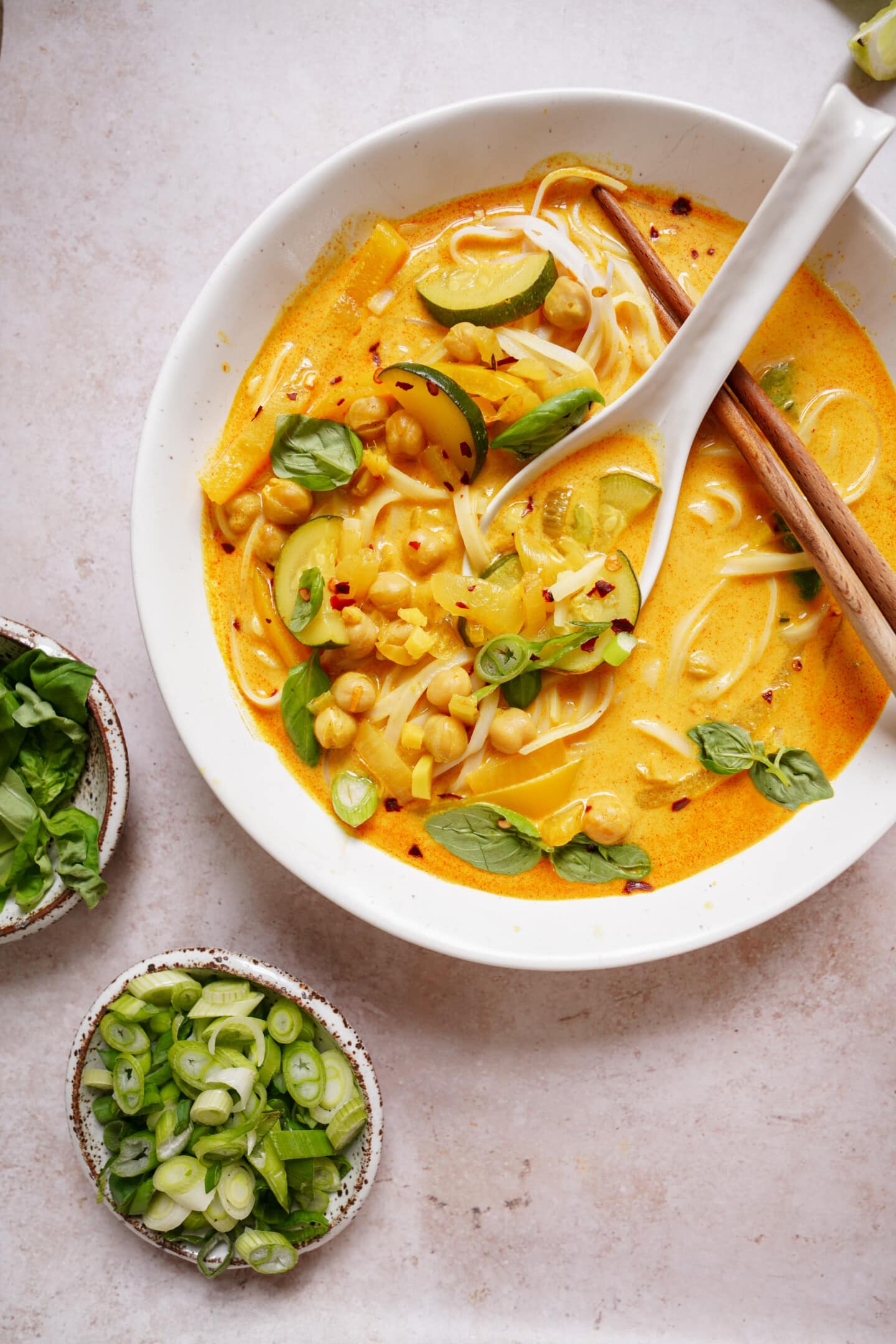 Thai noodle soup in a bowl