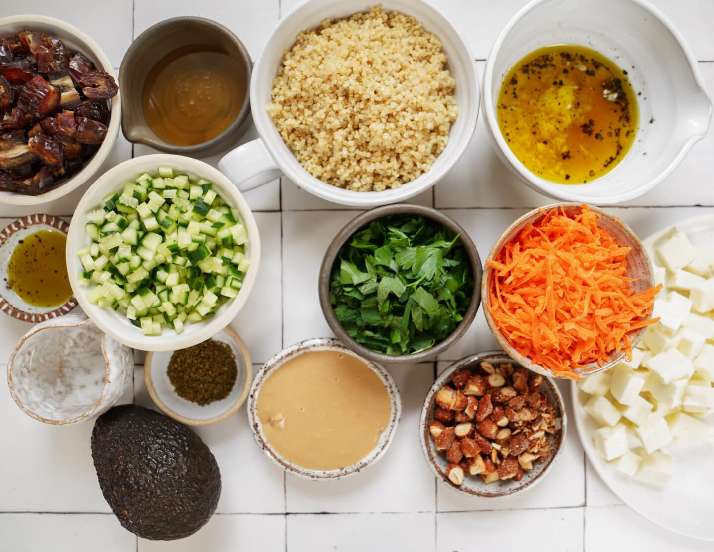 Ingredients for halloumi salad