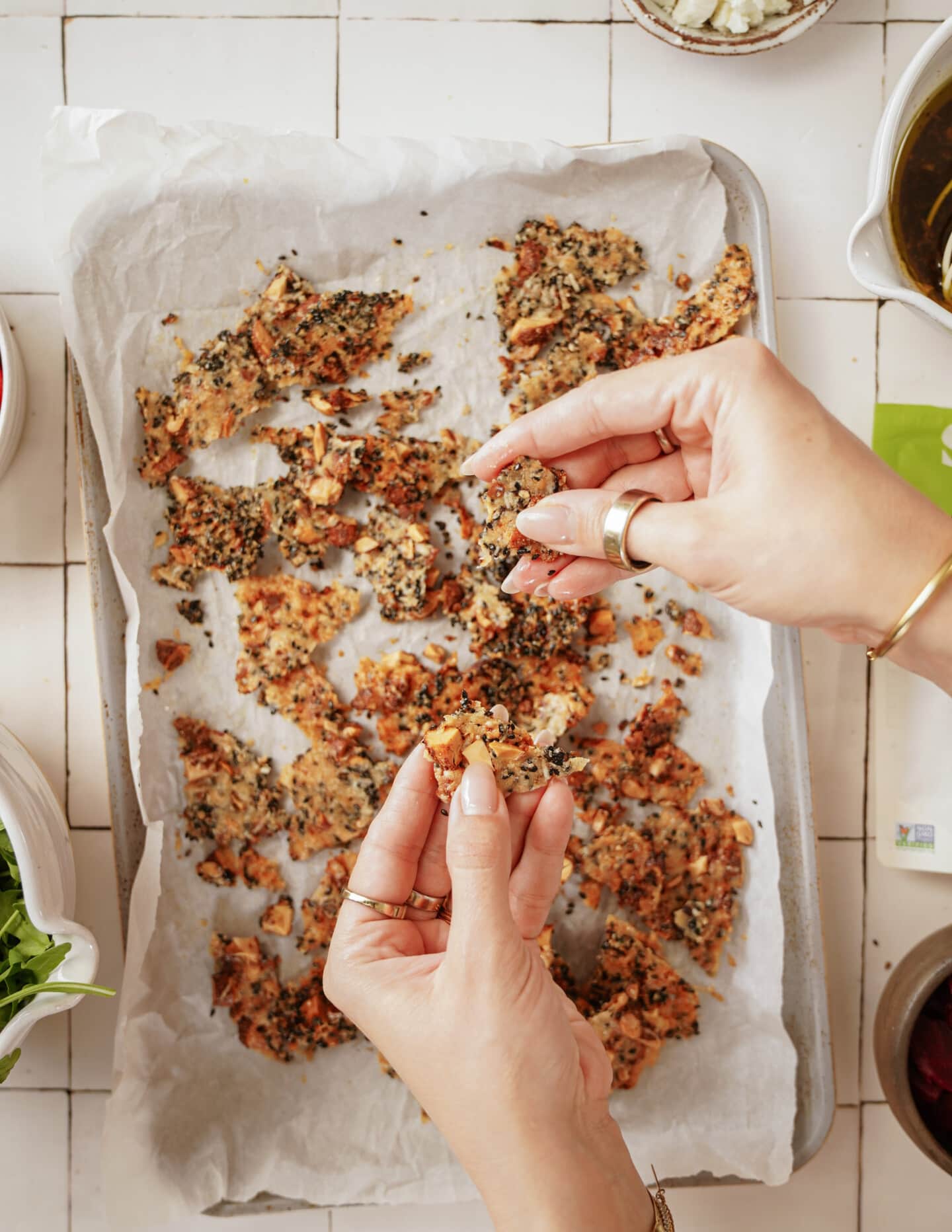 Parmesan crisps on baking tray