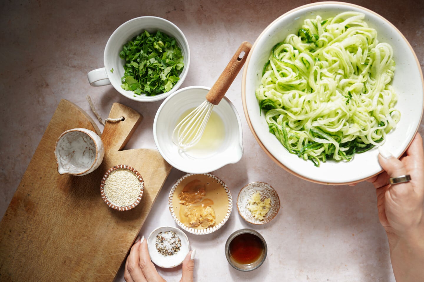 Ingredients for Spiralized Cucumber Salad 