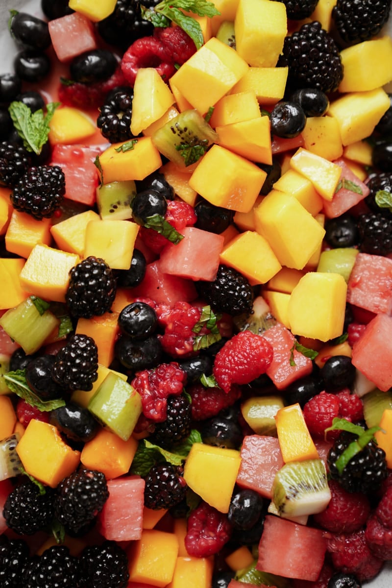 Close up of fresh fruit salad 