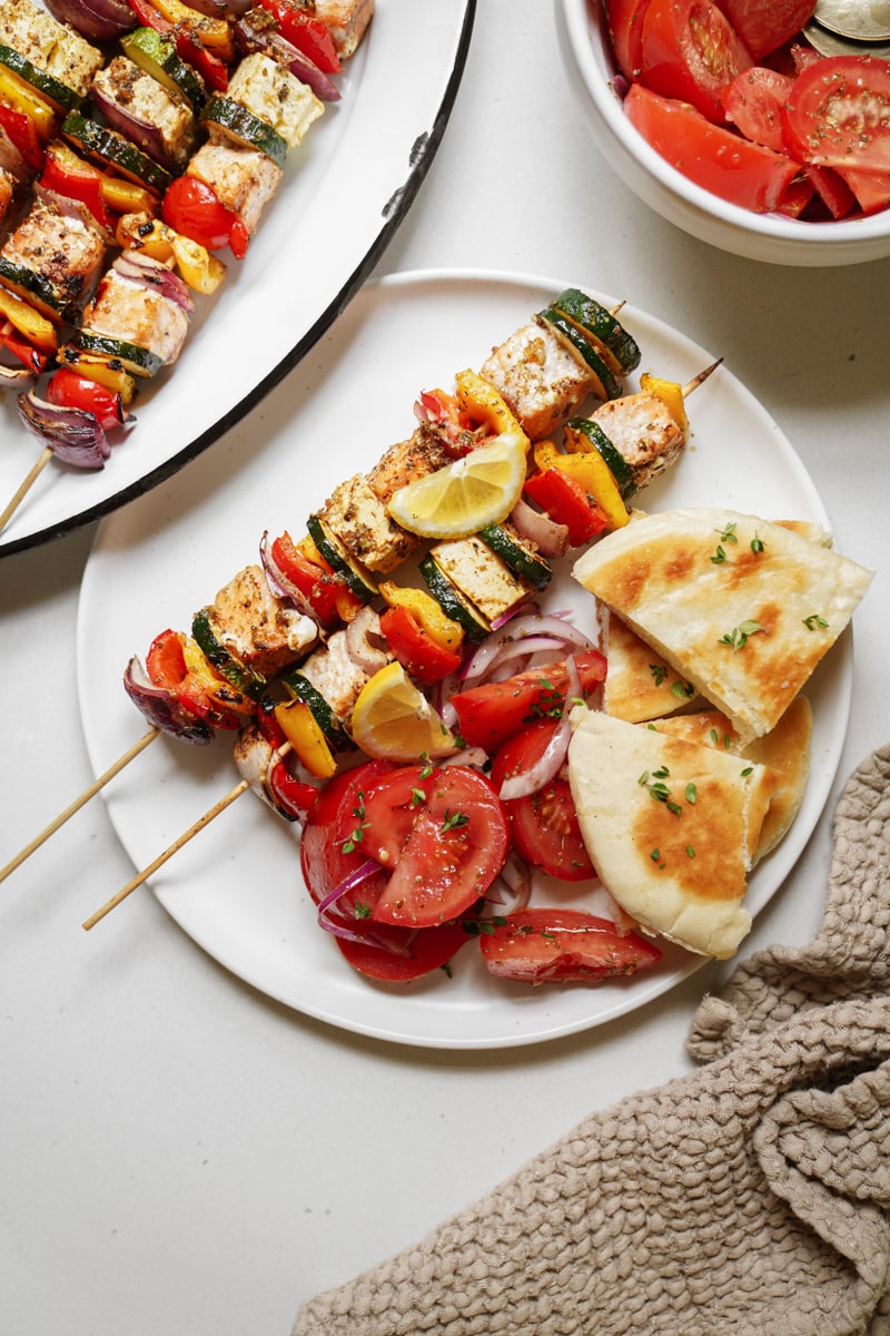 bbq salmon on a skewer