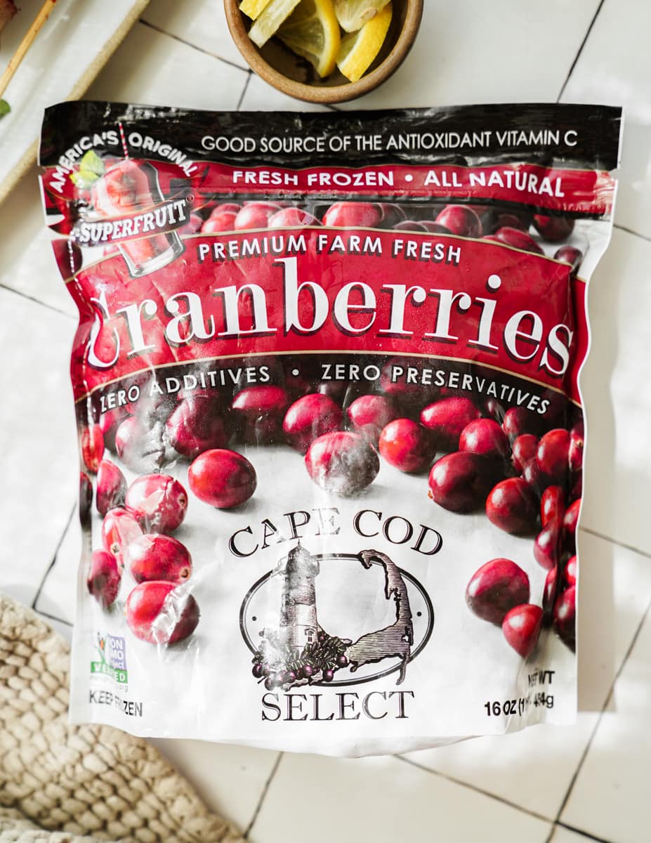 Cranberries in a bag, frozen