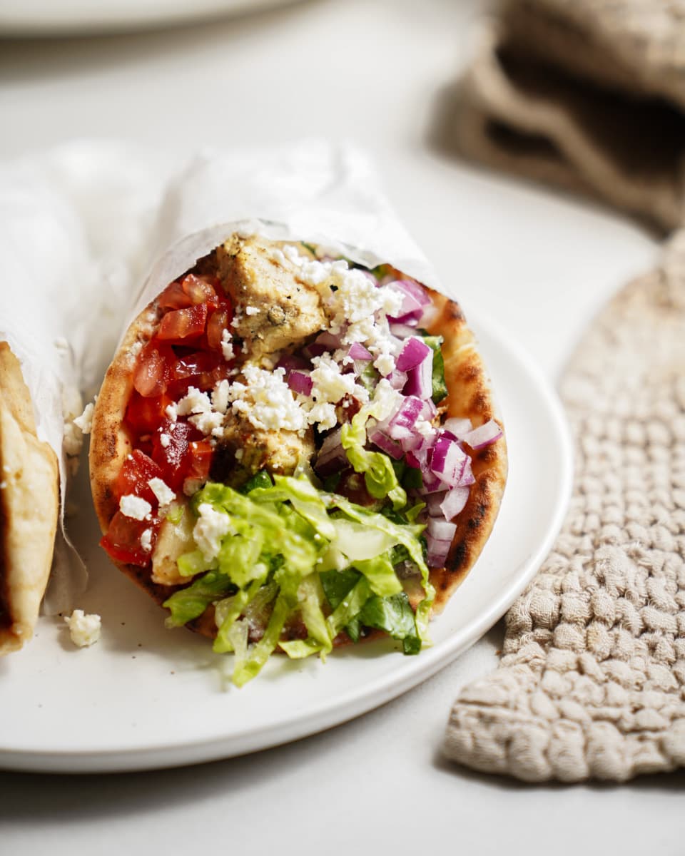 Chicken gyros on a plate