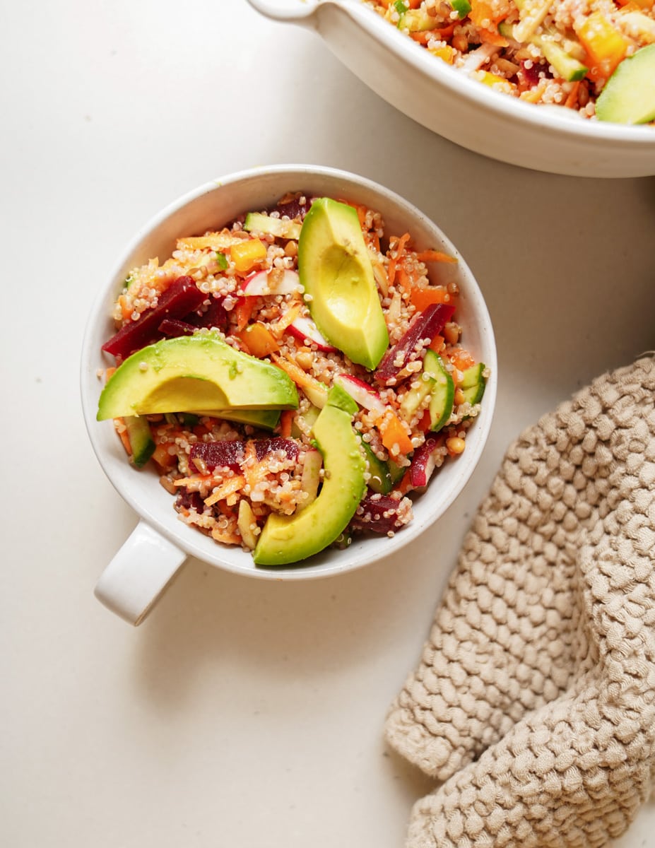 Nourish bowl on counter in white bowl