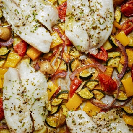 Greek Baked Tilapia Recipe (one sheet pan)
