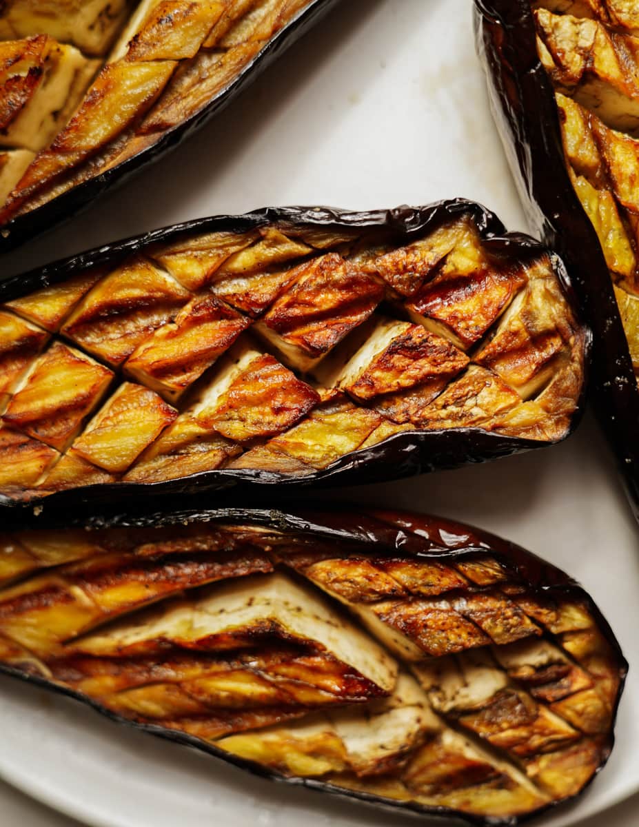 Grilled eggplants for whipped eggplant dip
