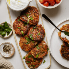 Tomato fritters on a serving dish